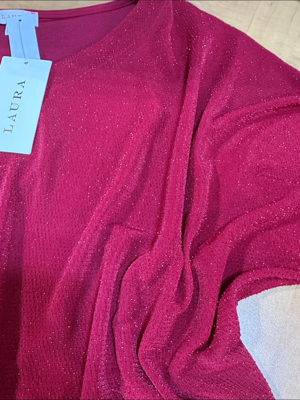 NWT Laura Tie-Front Sparkle Top - Picture 4 of 4